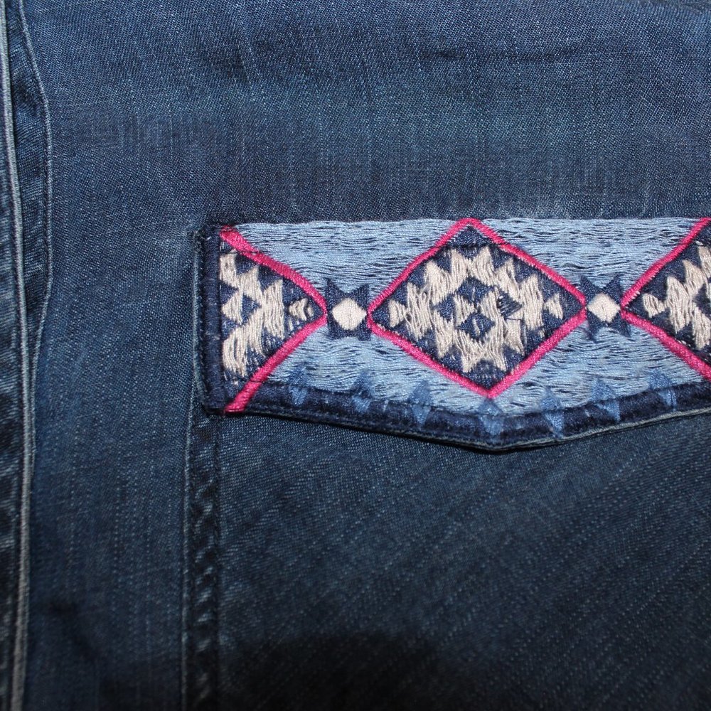 Rails Aztec Socorro Embroidered Chambray Shirt Xs - image 8